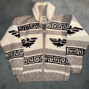 Vintage L.L. Bean Eagle Cowichan Zip Wool Cardigan